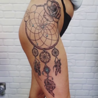 Large dream catcher thigh piece