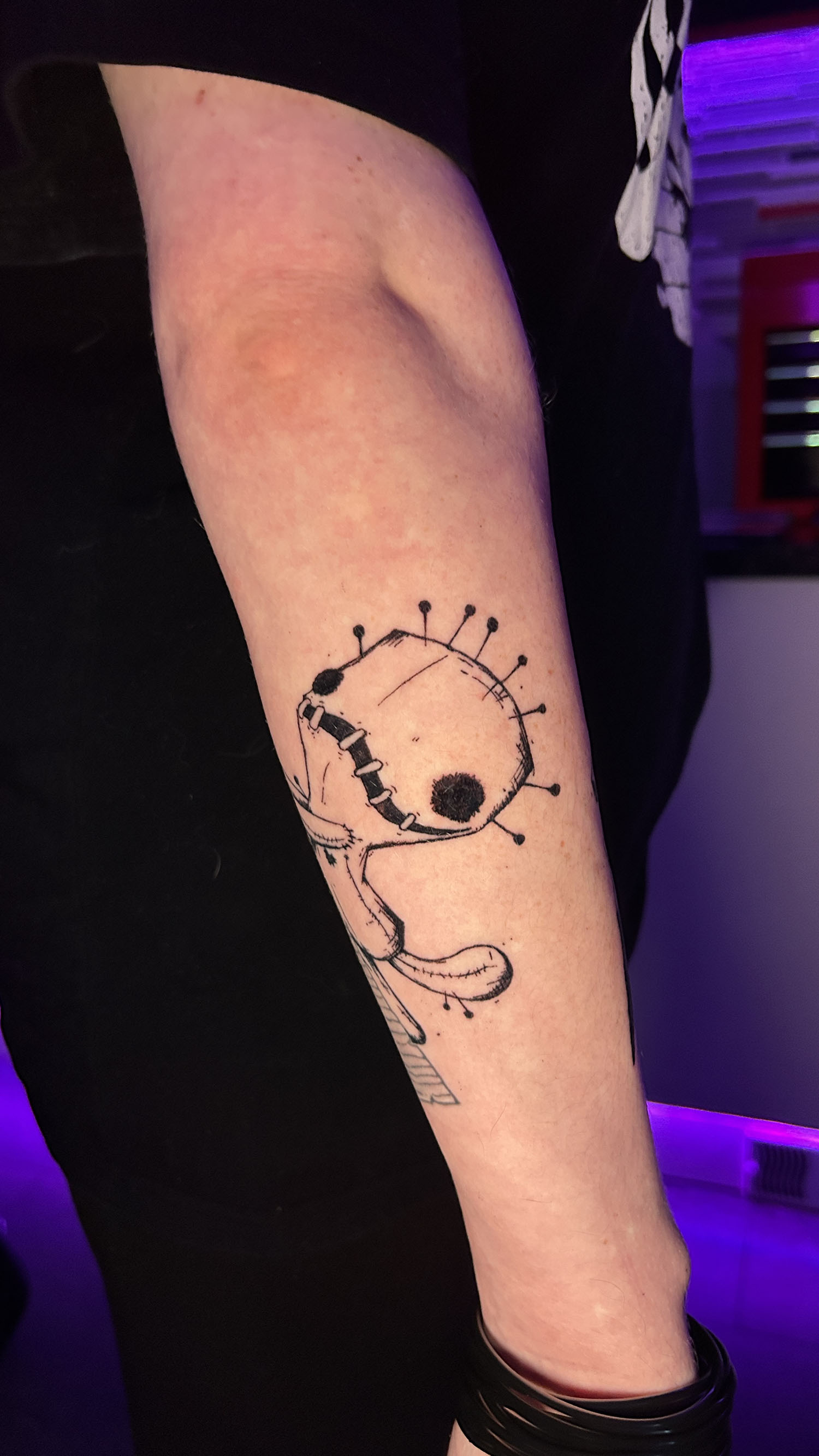 Happy Sack line work tattoo