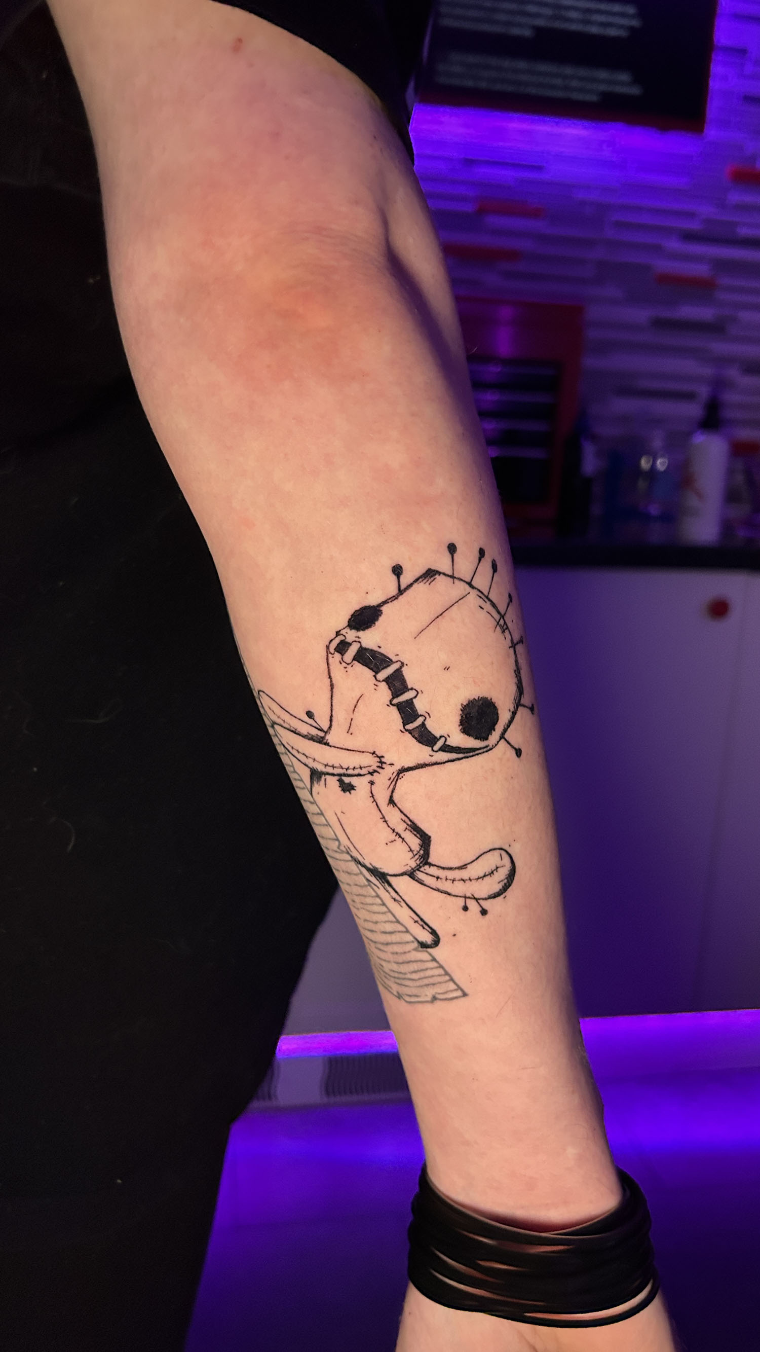Happy Sack line work tattoo