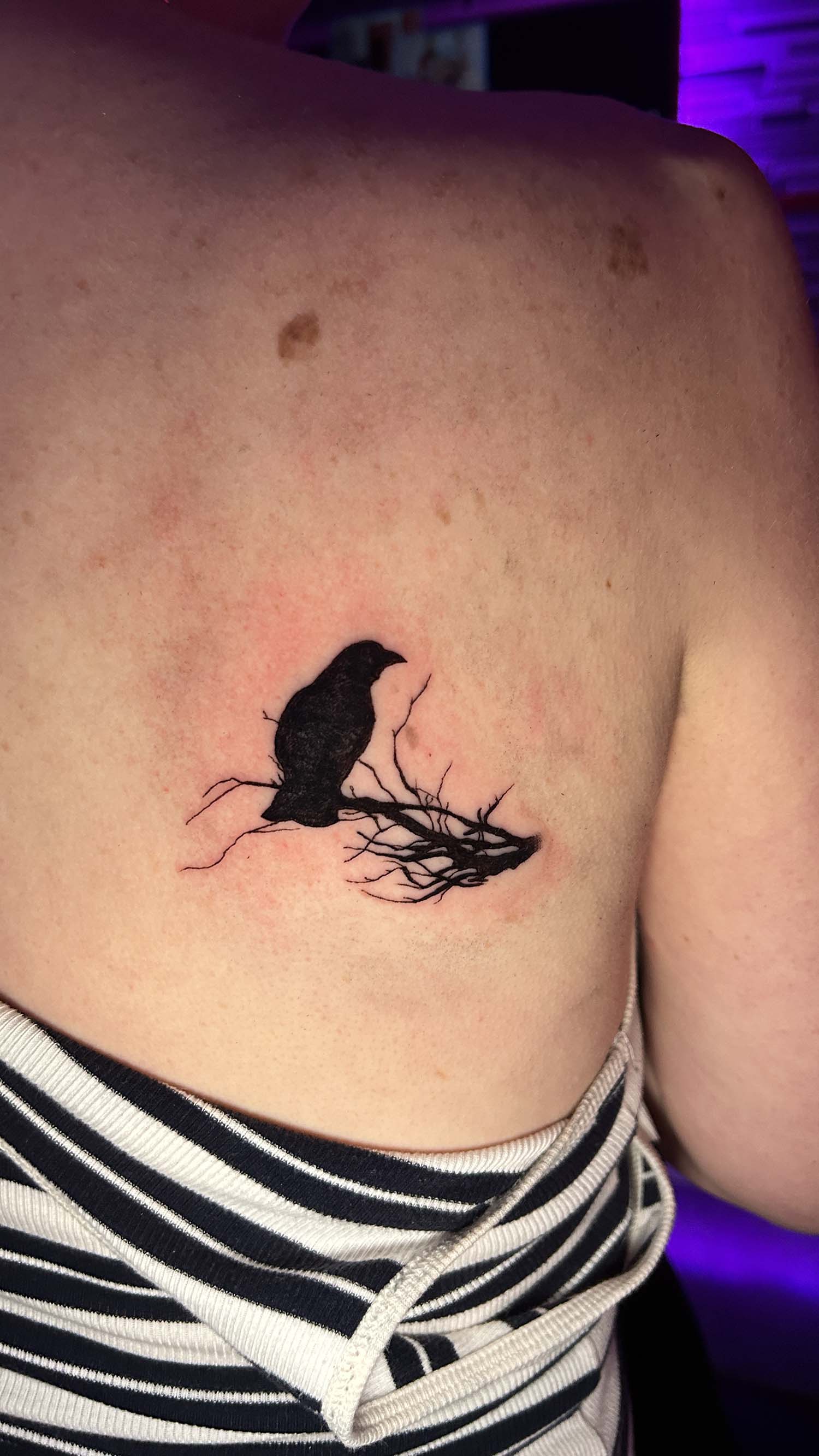 Crow black work tattoo