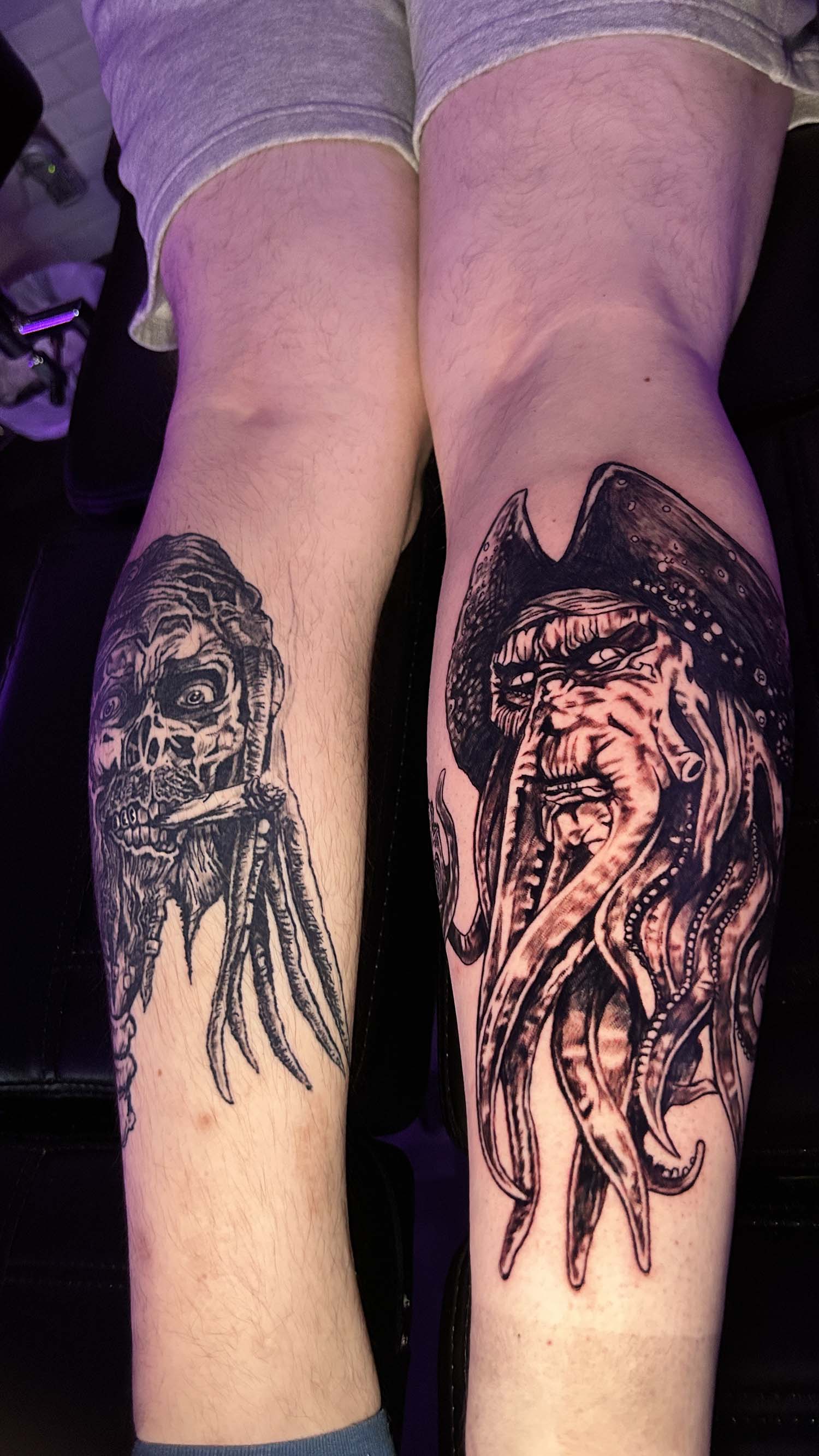 Davey Jones calf tattoo